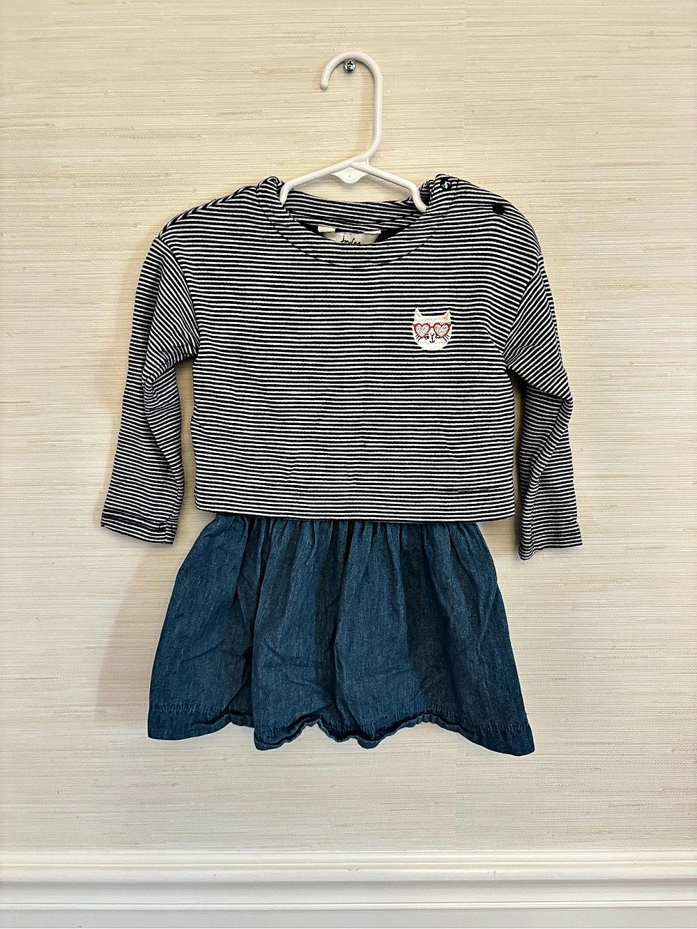Joules Striped Cat Dress Size 2T